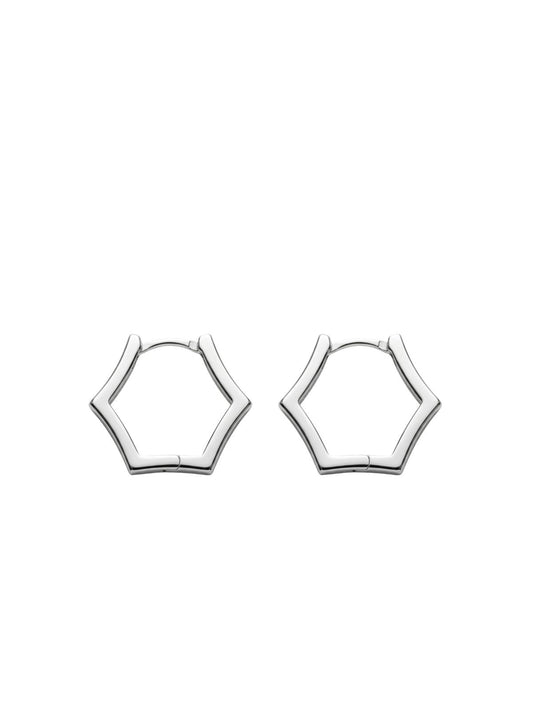Feine sechseckige Silber-Creolen mit Zirkonia aus 925er Sterlingsilber – Oya Silver – Ansicht 2