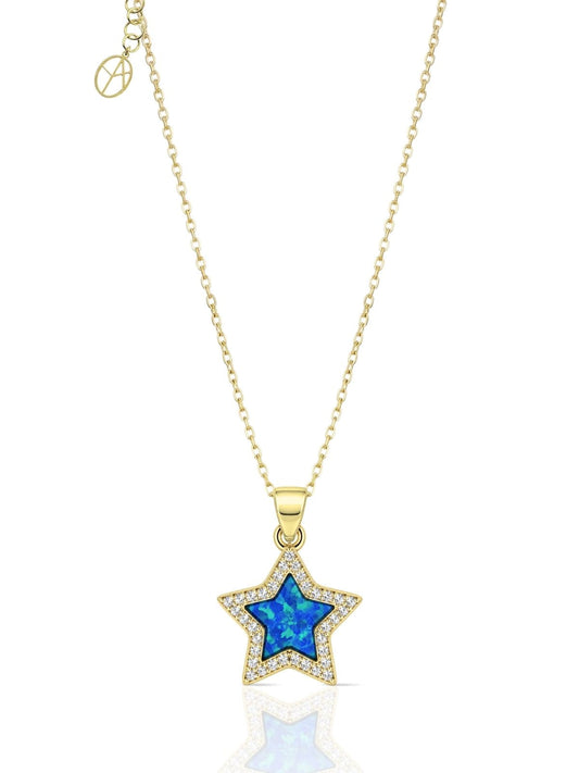 Opal-Stern-Halskette aus 925 Silber mit Zirkonia – Oya Silver – Ansicht 2