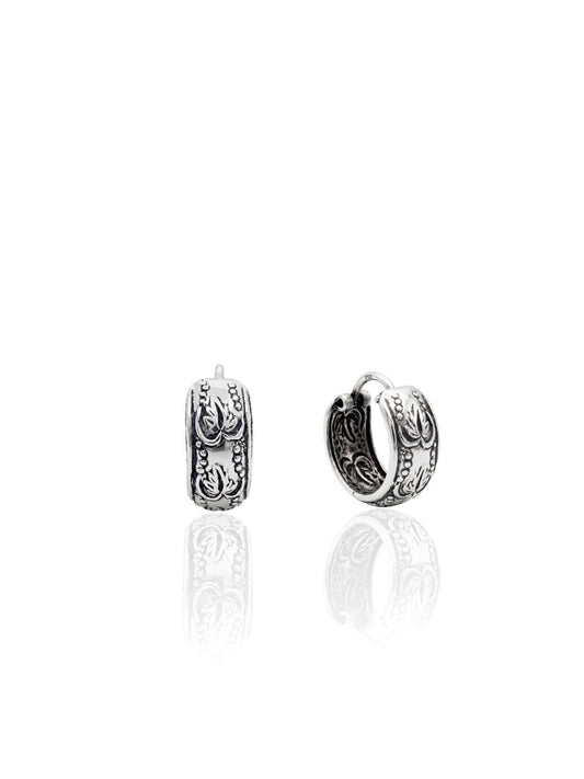 Minimalistische ethnische Silber-Creolen mit Blattmotiv aus 925er Sterlingsilber – Oya Silver