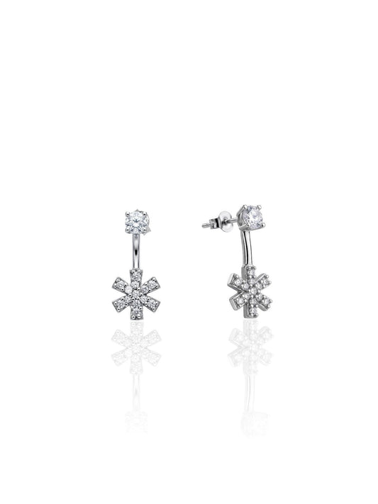 Schneeflocken-Ohrstecker aus Silber mit Zirkonia aus 925er Sterlingsilber – Oya Silver