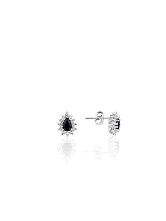 Minimalistische Tropfen-Ohrringe aus 925 Silber mit farbigem Stein – Ansicht 1 | Oya Silver