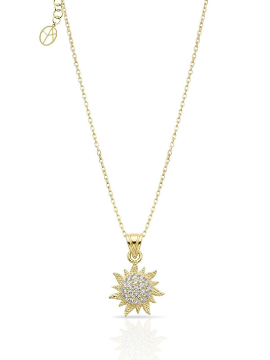 Minimalistische Sonnen-Halskette aus Silber mit Zirkonia aus 925er Sterlingsilber – Oya Silver