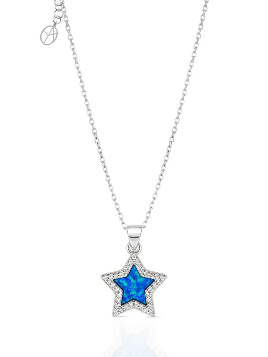 Opal-Stern-Halskette aus 925 Silber mit Zirkonia – Oya Silver