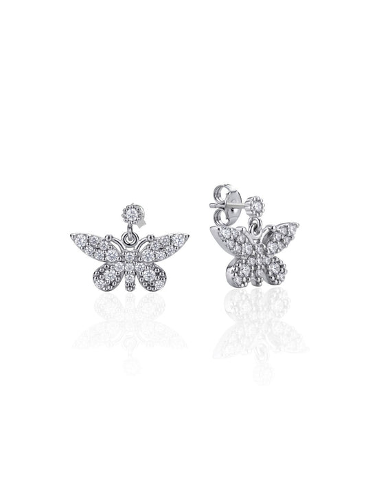 Hängende Silber-Schmetterlingsohrringe mit Zirkonia aus 925er Sterlingsilber – Oya Silver
