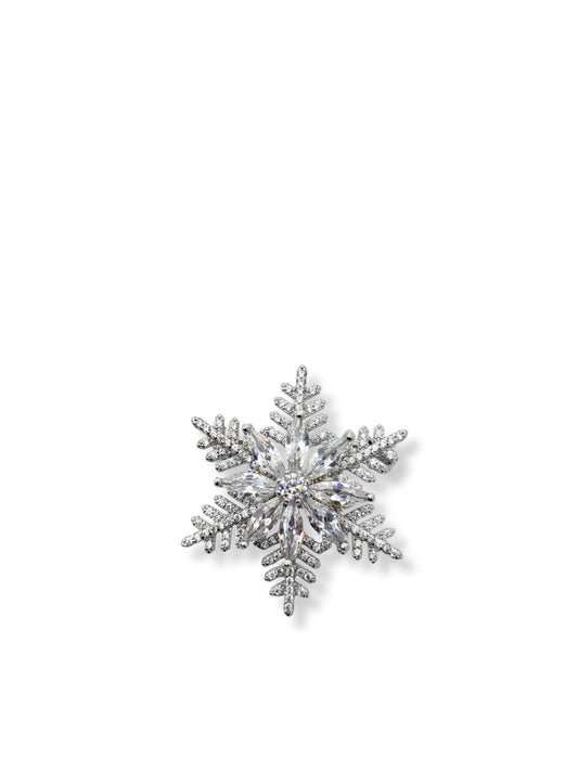 Schneeflocken-Brosche aus Silber mit drehbarer Mitte 3 x 3 cm – OYA-JV619 – Oya Silver
