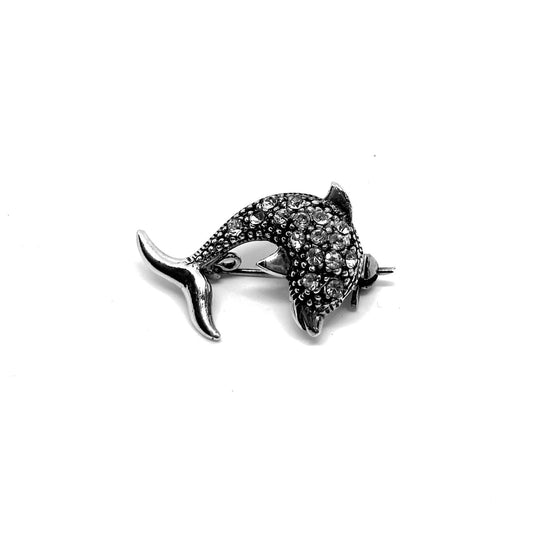 Delfinbrosche aus Silber mit Zirkon – Oya Silver