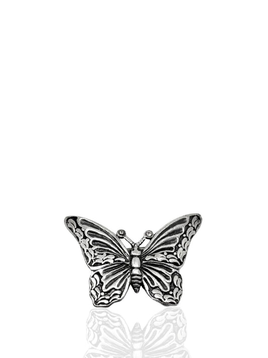 Oxidierte Vintage-Schmetterlingsbrosche aus Silber – Oya Silver