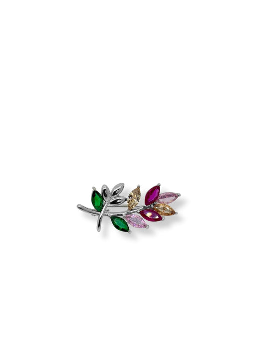 Silberbrosche mit farbigen Steinen 1 x 2,5 cm – Oya Silver
