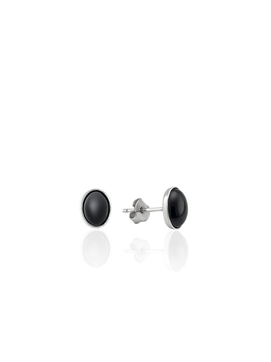 Ovale Ohrringe aus 925 Silber mit Naturstein 0,8 x 0,6 cm – Ansicht 2 | Oya Silver
