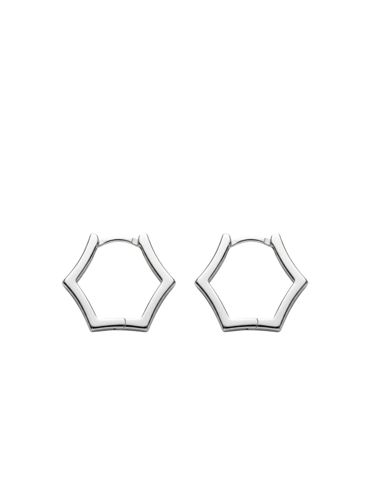 Feine sechseckige Silber-Creolen mit Zirkonia aus 925er Sterlingsilber – Oya Silver – Ansicht 2