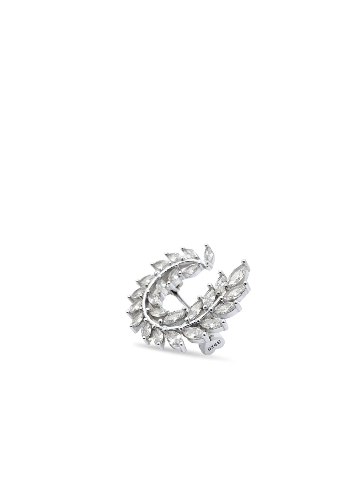 Lorbeerzweig-Brosche aus Silber mit Marquise-Zirkonia aus 925er Sterlingsilber – Oya Silver – Ansicht 3
