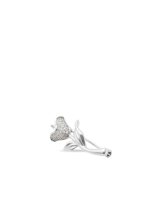 Tulpen-Brosche aus Silber mit weißen Zirkonia aus 925er Sterlingsilber – Oya Silver – Ansicht 2