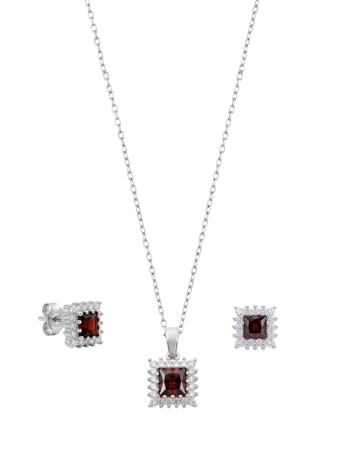 Mini Silber-Schmuckset mit quadratischem Solitär aus 925er Sterlingsilber – Oya Silver – Ansicht 4