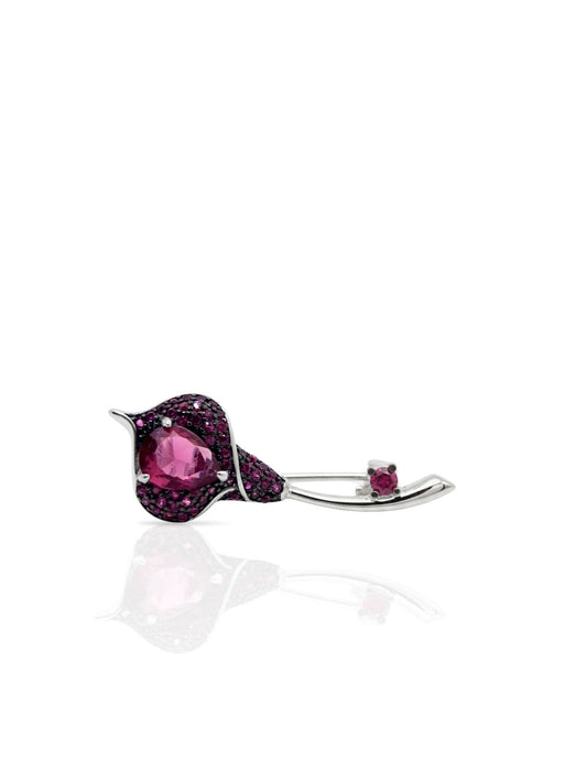 Tulpen-Brosche aus 925 Silber mit bunten Steinen 3,5 x 1,8 cm – Ansicht 2 | Oya Silver