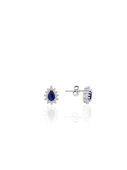 Minimalistische Tropfen-Ohrringe aus 925 Silber mit farbigem Stein – Ansicht 2 | Oya Silver