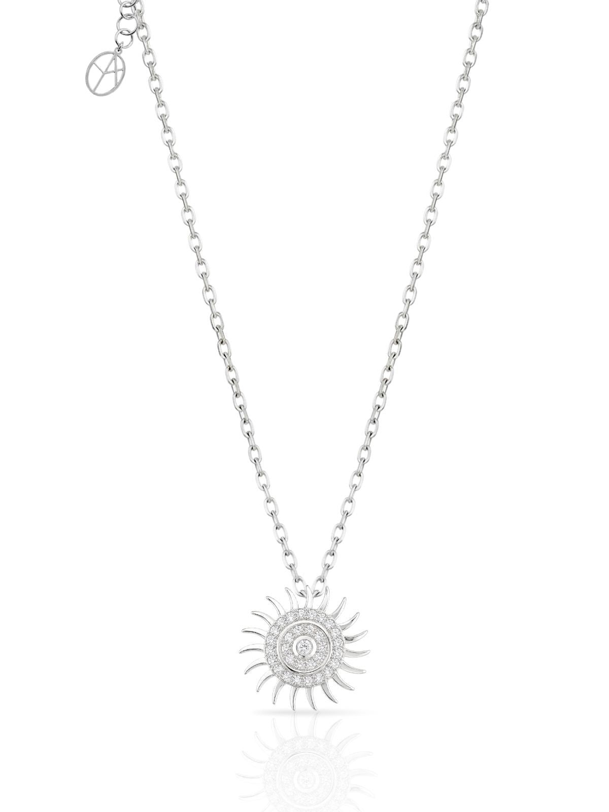 Minimalistische Sonnen-Halskette aus Silber mit Zirkonia aus 925er Sterlingsilber – Oya Silver – Ansicht 4