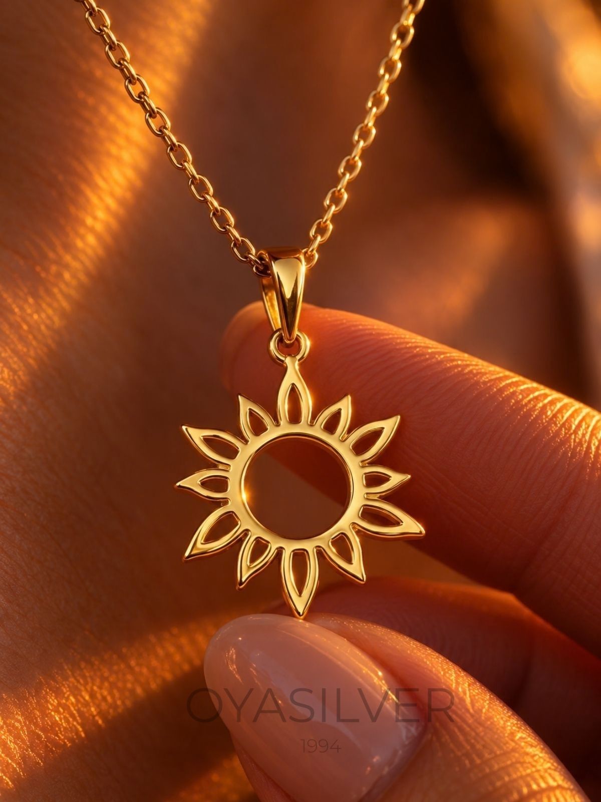 Sonnenblumen-Halskette aus 925 Silber – Oya Silver – Ansicht 2