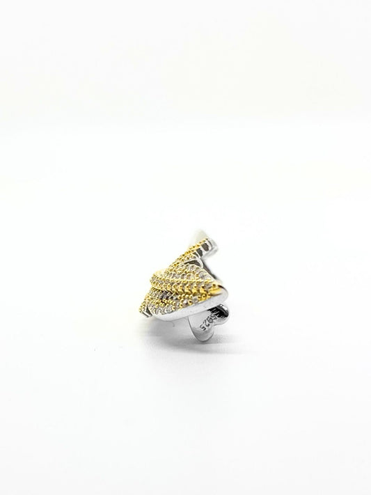 24K vergoldete Federbrosche aus Silber mit Steinen 3,5 x 1,3 cm – Oya Silver – Ansicht 2