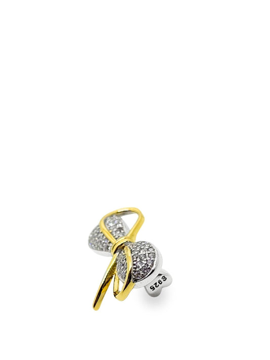 Schleifenbrosche aus Silber mit Zirkonsteinen 2,1 x 1,5 cm – Oya Silver – Ansicht 2