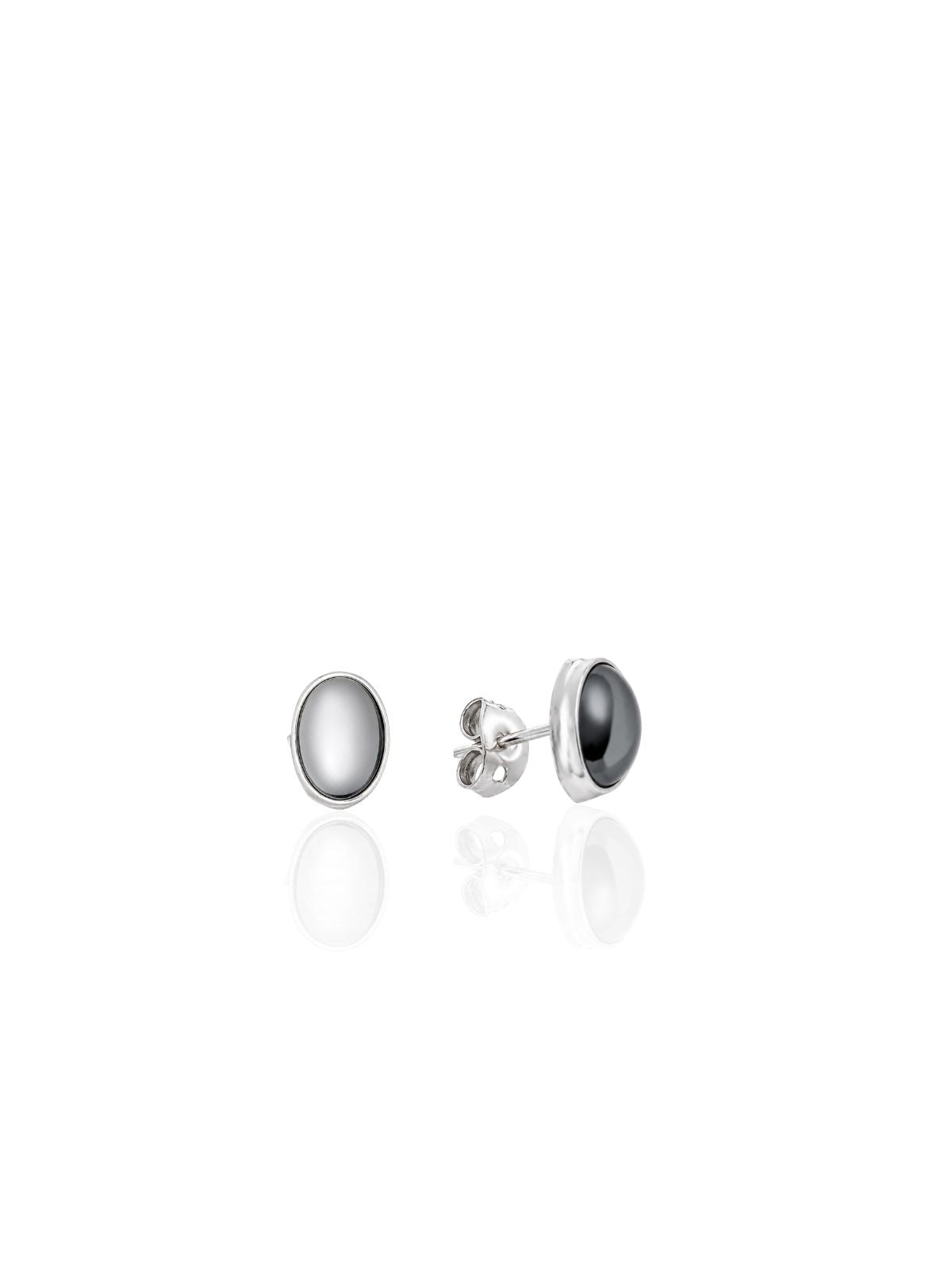 Ovale Silber-Ohrstecker mit Naturstein aus 925er Sterlingsilber – Oya Silver – Ansicht 3