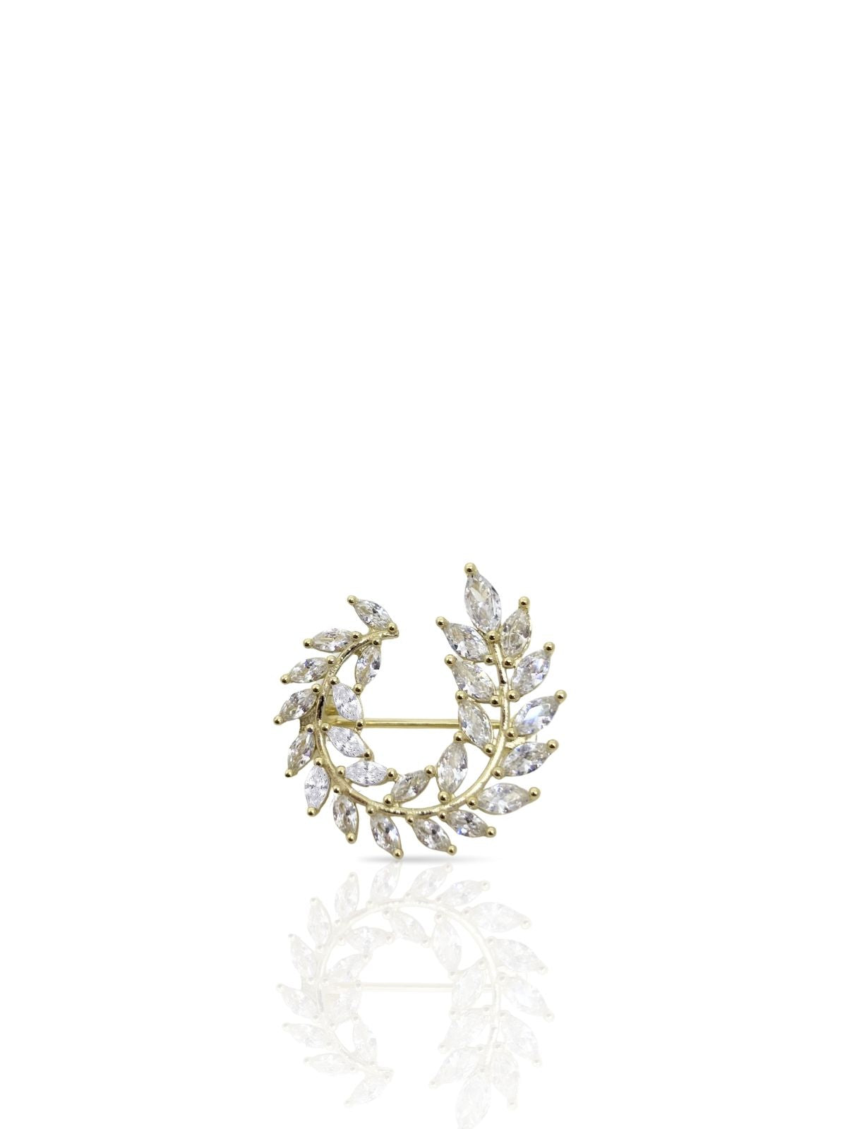 Lorbeerzweig-Brosche aus Silber mit Marquise-Zirkonia aus 925er Sterlingsilber – Oya Silver – Ansicht 2