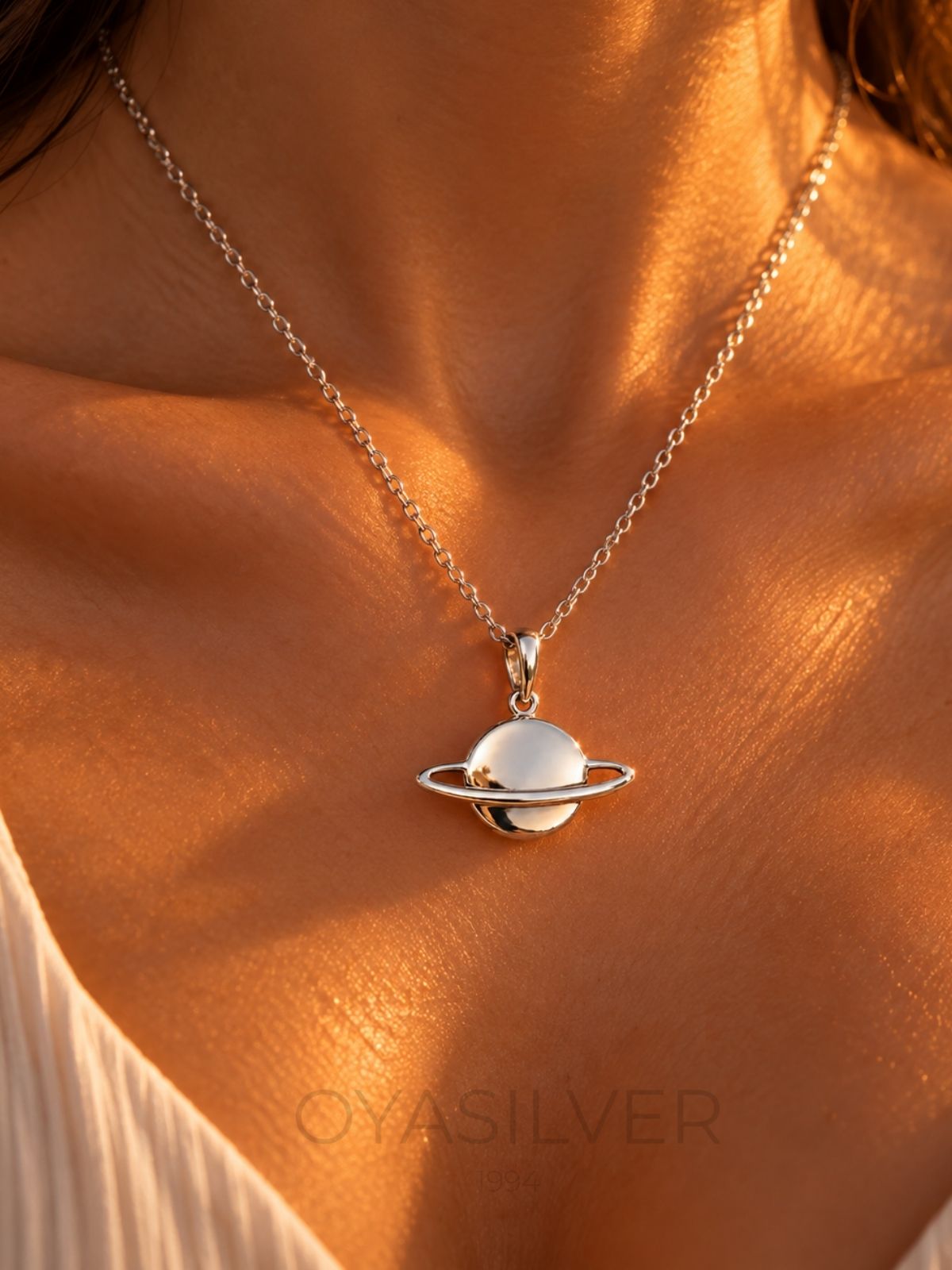 Saturn-Halskette aus 925 Silber – Oya Silver – Ansicht 6