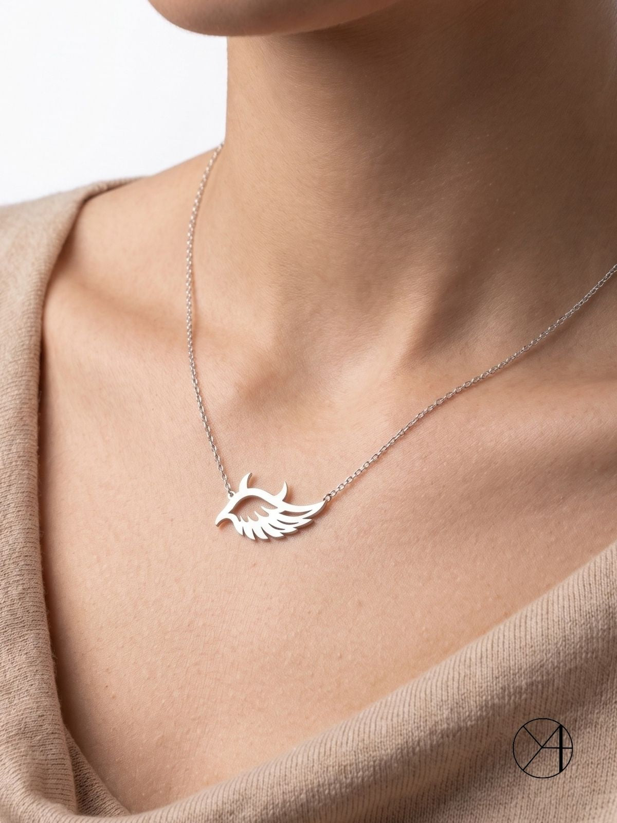 Damen-Halskette aus Silber mit Engelsflügel aus 925er Sterlingsilber – Oya Silver – Ansicht 8