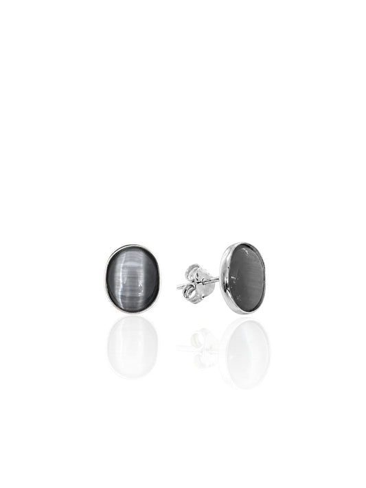 Ovale Ohrringe aus 925 Silber mit Perlmutt 1 x 0,8 cm – Ansicht 1 | Oya Silver