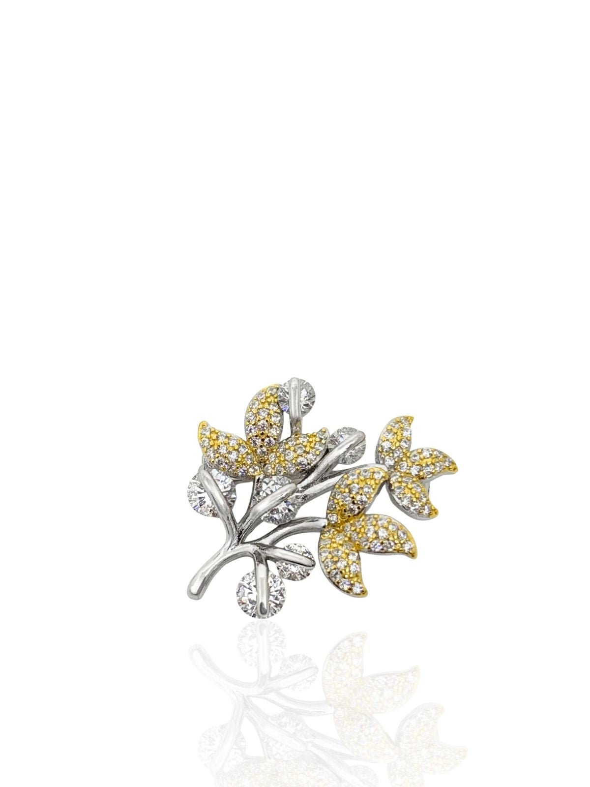 Mehrzweigige Blattbrosche aus Silber mit Steinen 2,8 x 2,2 cm – Oya Silver – Ansicht 4