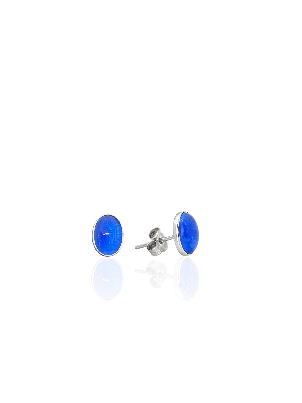 Ovale Silber-Ohrstecker mit Naturstein aus 925er Sterlingsilber – Oya Silver – Ansicht 4