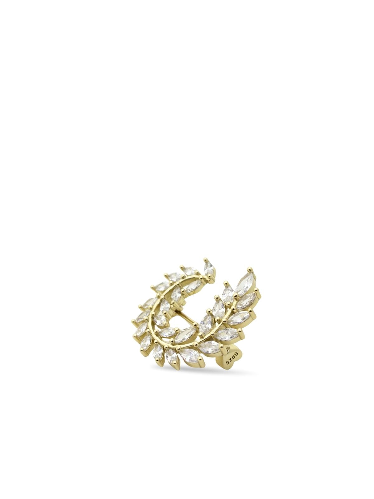 Lorbeerzweig-Brosche aus Silber mit Marquise-Zirkonia aus 925er Sterlingsilber – Oya Silver – Ansicht 4