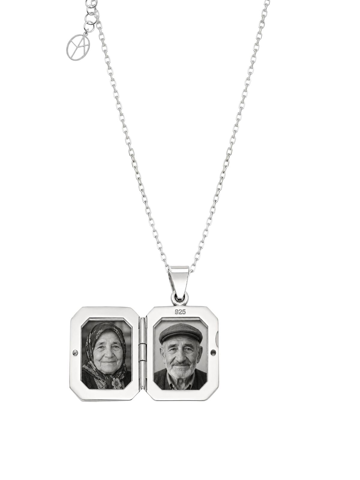 Rechteckige Foto-Medaillon-Halskette aus Silber aus 925er Sterlingsilber – Oya Silver – Ansicht 4