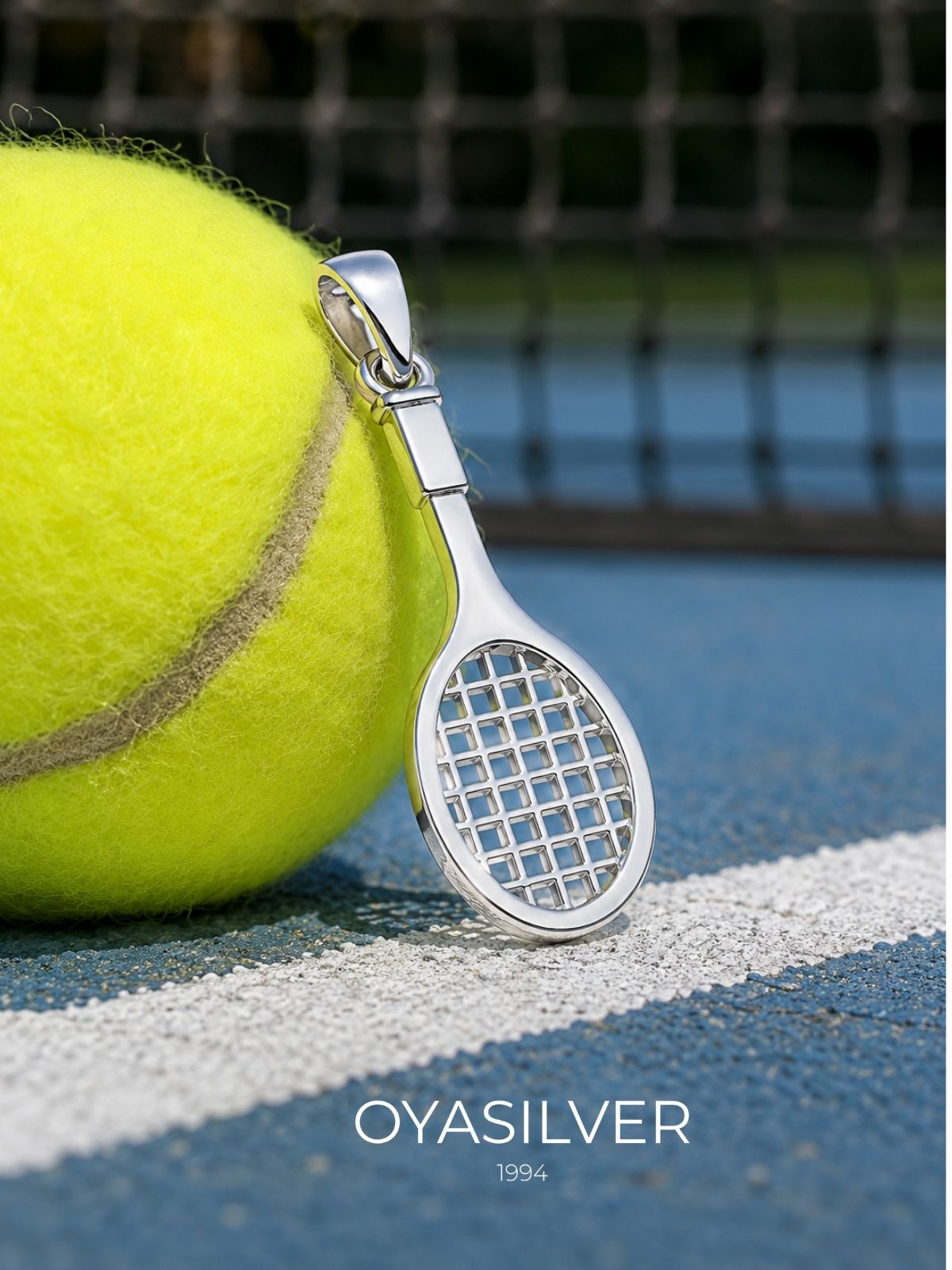 Tennisschläger-Halskette aus Silber aus 925er Sterlingsilber – Oya Silver – Ansicht 6