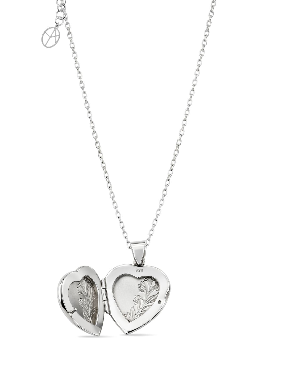 Verzierte Herz-Medaillon-Halskette aus 925 Silber – Oya Silver – Ansicht 4
