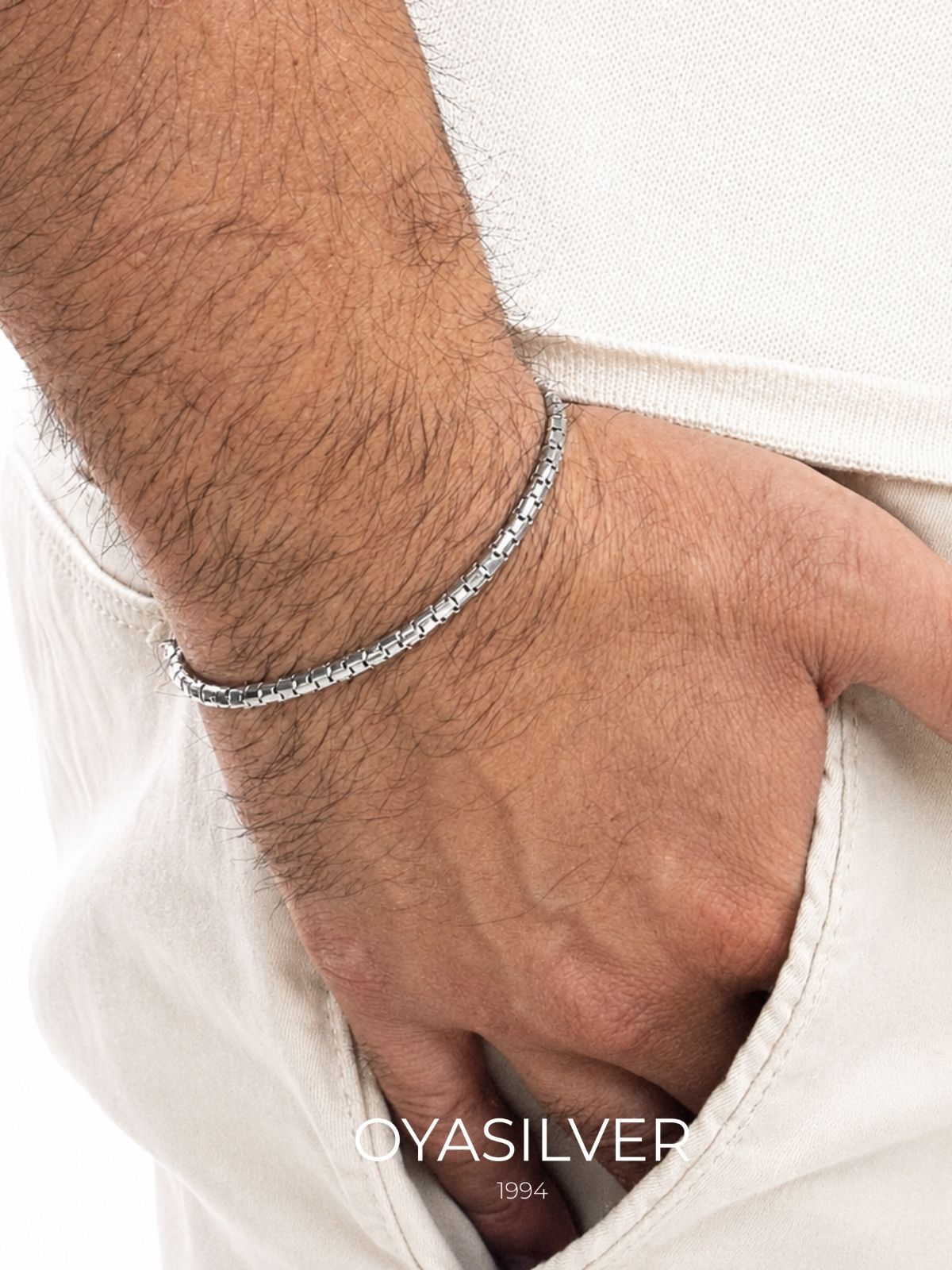 Popcorn-Kettenarmband aus Silber aus 925er Sterlingsilber – Oya Silver – Ansicht 3