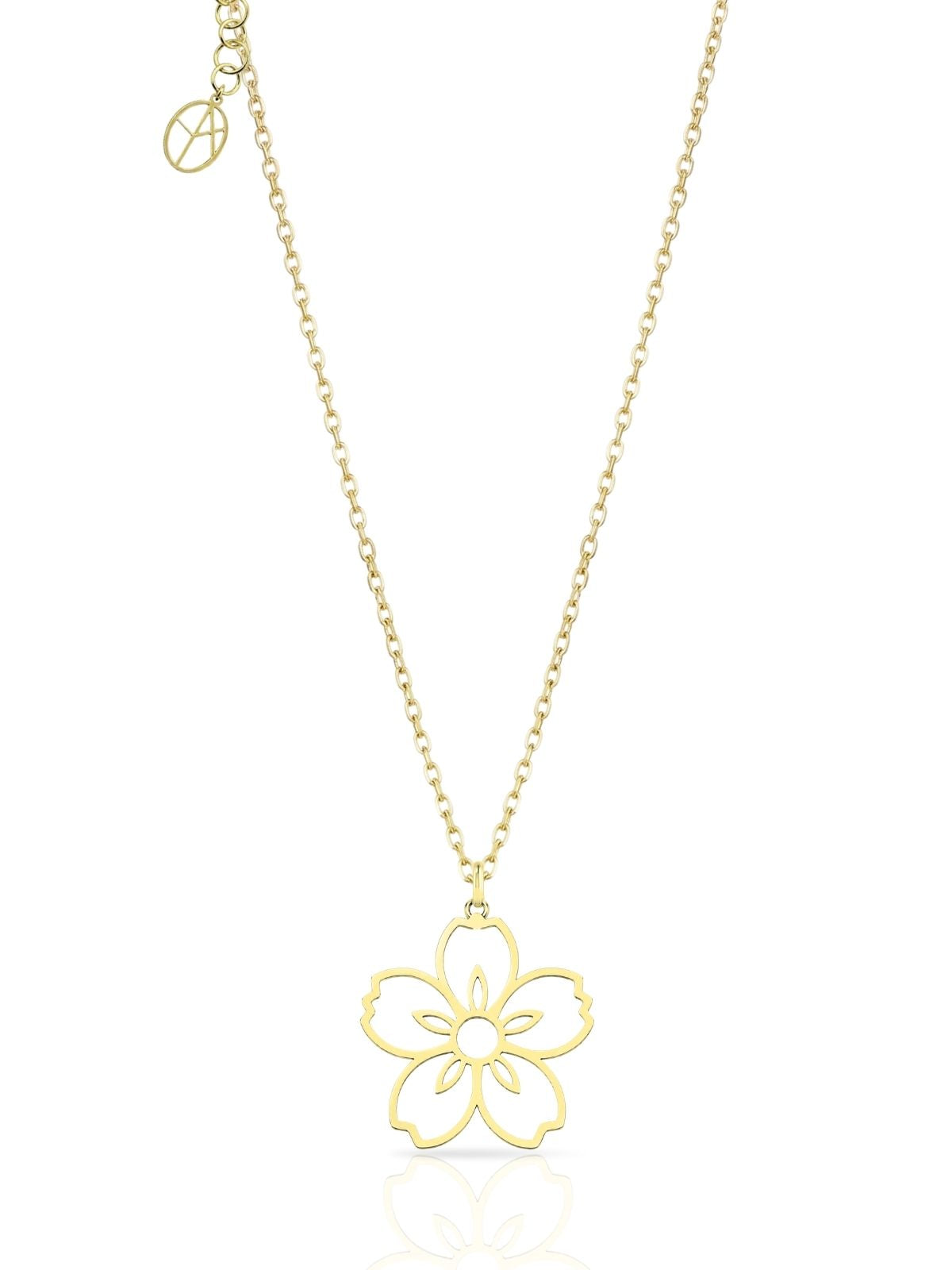 Minimalistische Immergrün-Blumen-Halskette aus 925 Silber – Ansicht 1 | Oya Silver