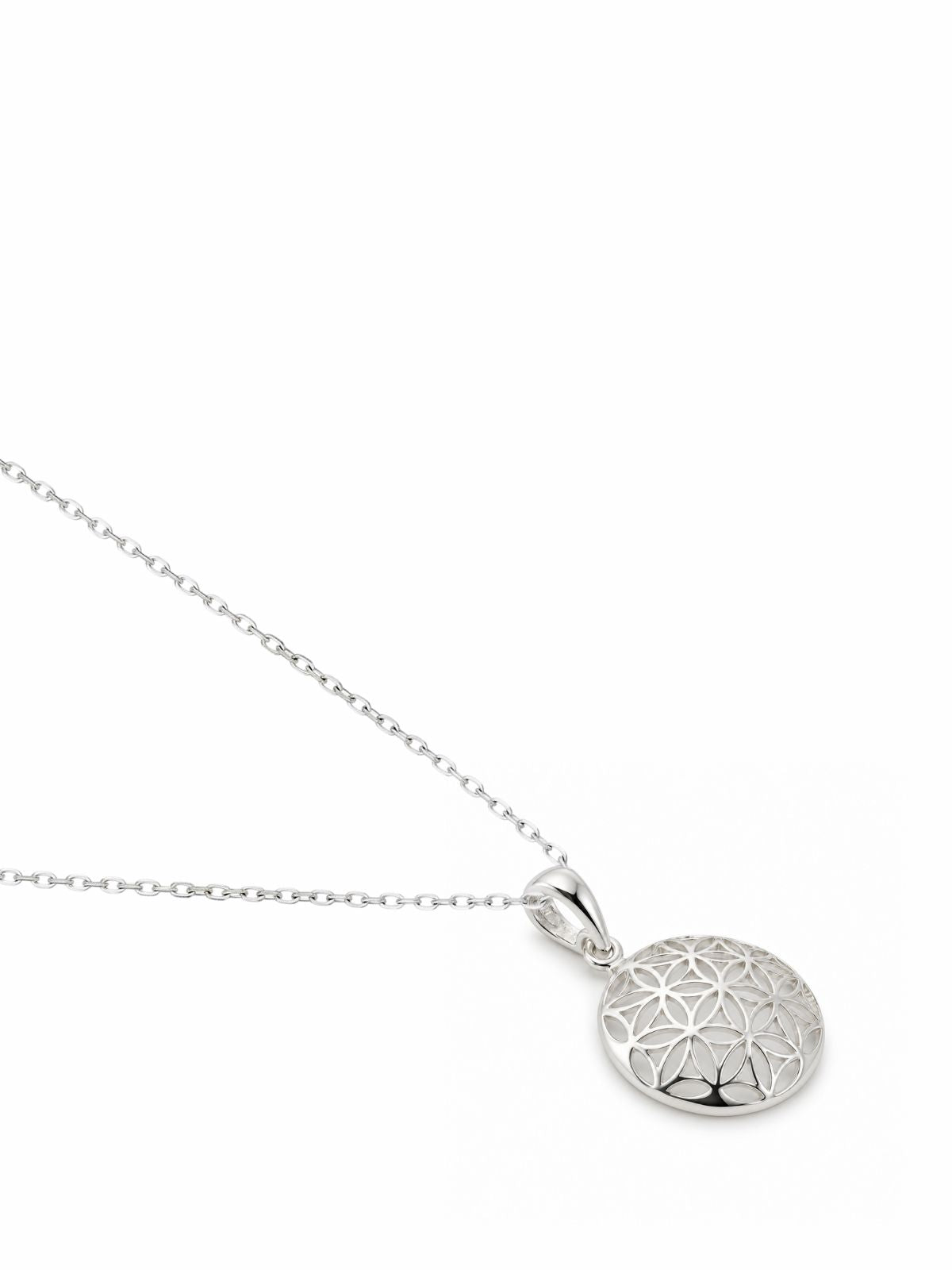 Gewölbte Blume-des-Lebens-Halskette aus 925 Silber – Oya Silver – Ansicht 7
