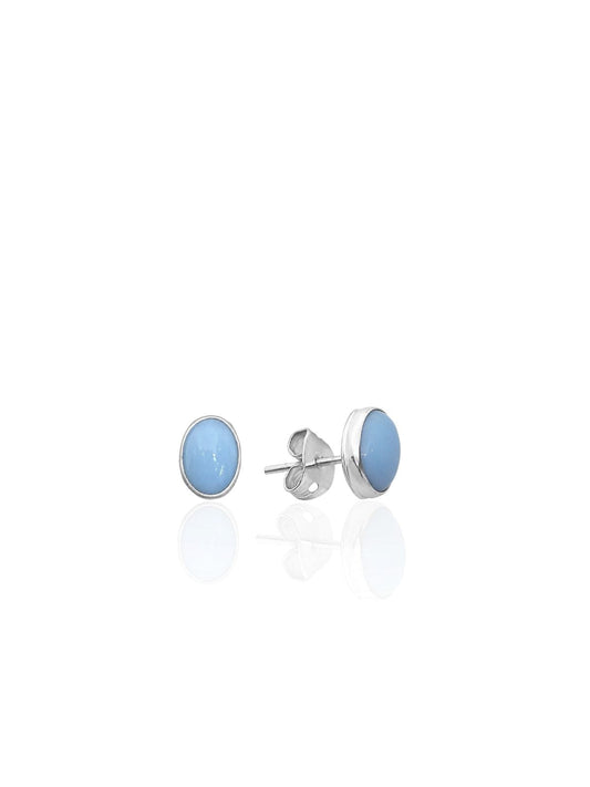 Ovale Ohrringe aus 925 Silber mit Naturstein 0,8 x 0,6 cm – Ansicht 1 | Oya Silver