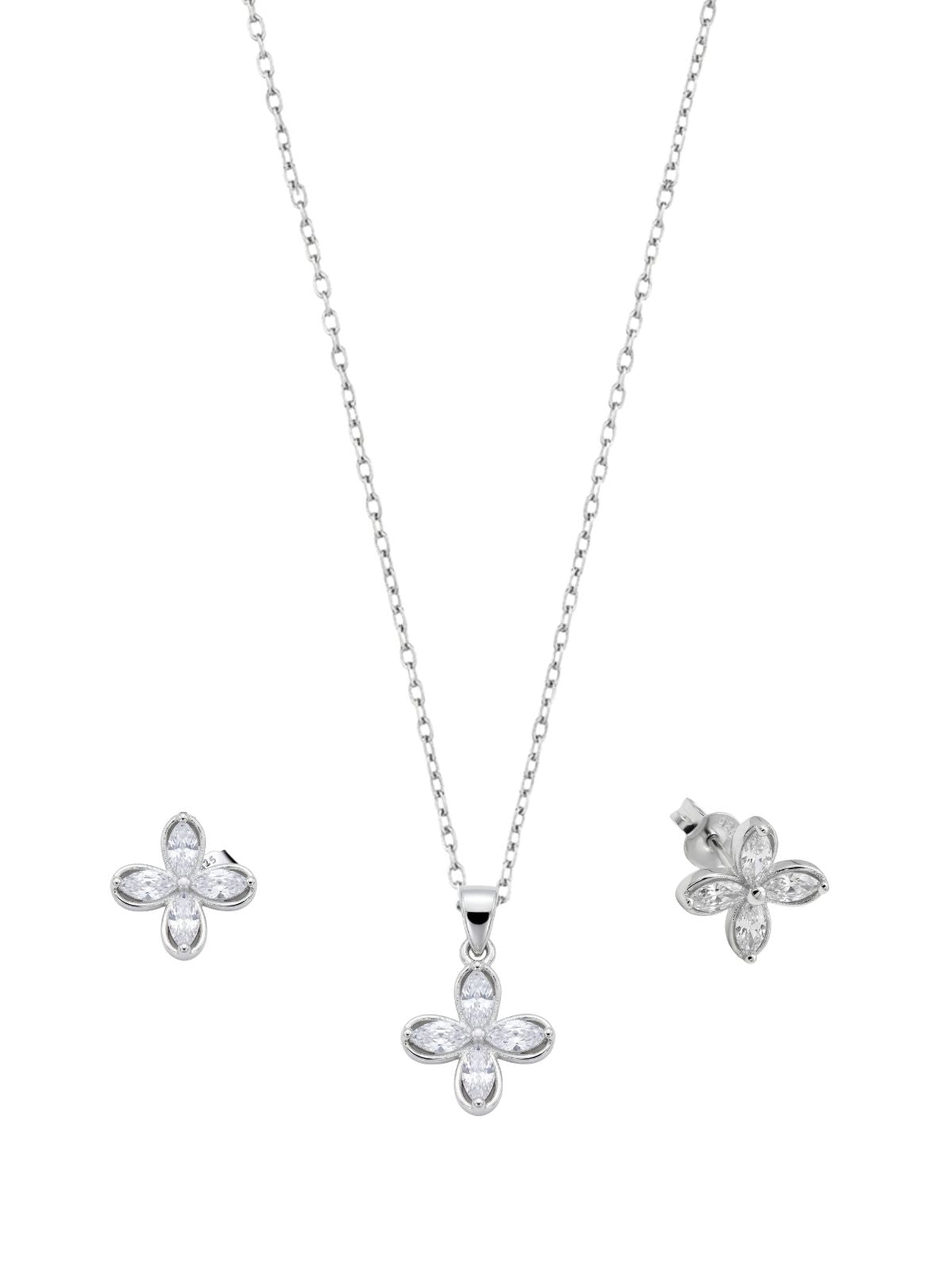Silber-Schmuckset mit Baguette-Zirkonia – Halskette & Ohrringe aus 925er Sterlingsilber – Oya Silver