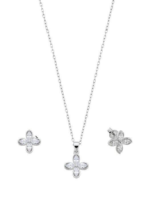 Silber-Schmuckset mit Baguette-Zirkonia – Halskette & Ohrringe aus 925er Sterlingsilber – Oya Silver