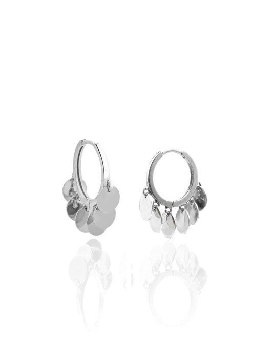 Feine Silber-Creolen mit mehreren hängenden Plättchen aus 925er Sterlingsilber – Oya Silver