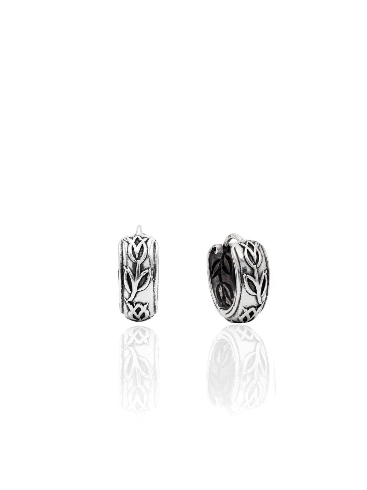 Minimalistische ethnische Silber-Creolen mit Tulpenmotiv aus 925er Sterlingsilber – Oya Silver