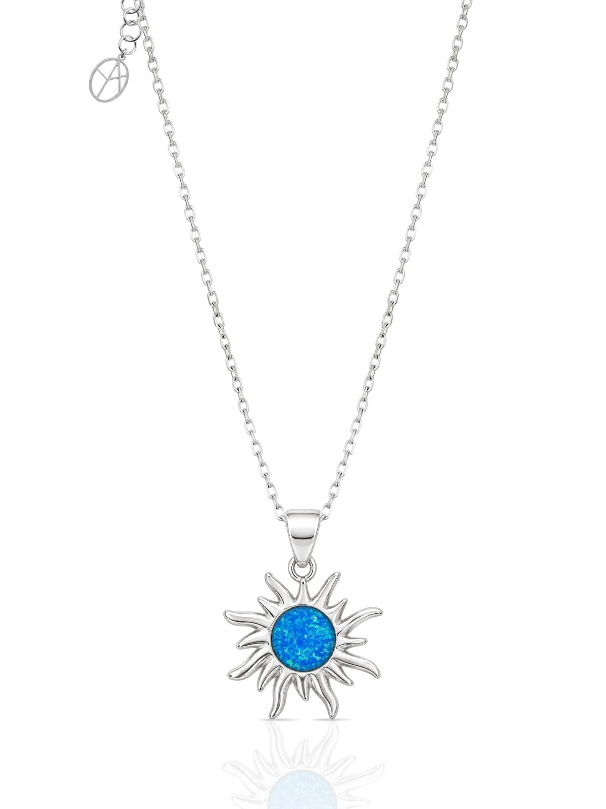 Sonnen-Halskette aus 925 Silber mit blauem Opal – Oya Silver