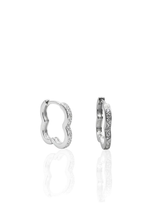 Feine Kleeblatt-Creolen aus Silber mit Zirkonia aus 925er Sterlingsilber – Oya Silver