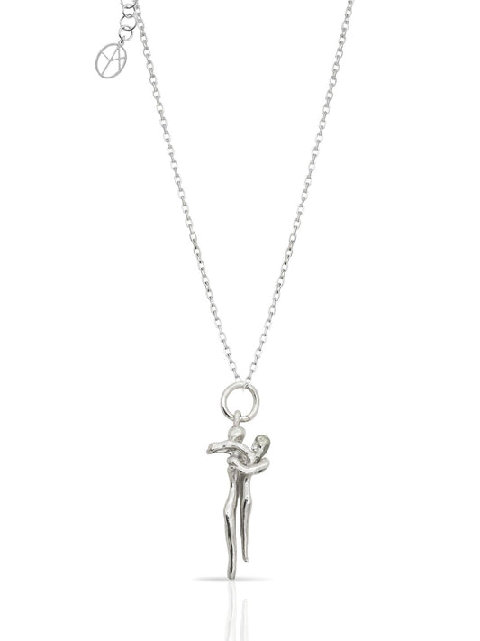 Bewegliche Paar-Halskette aus 925 Silber „Umarmung“ 2,9 x 1 cm – Ansicht 1 | Oya Silver