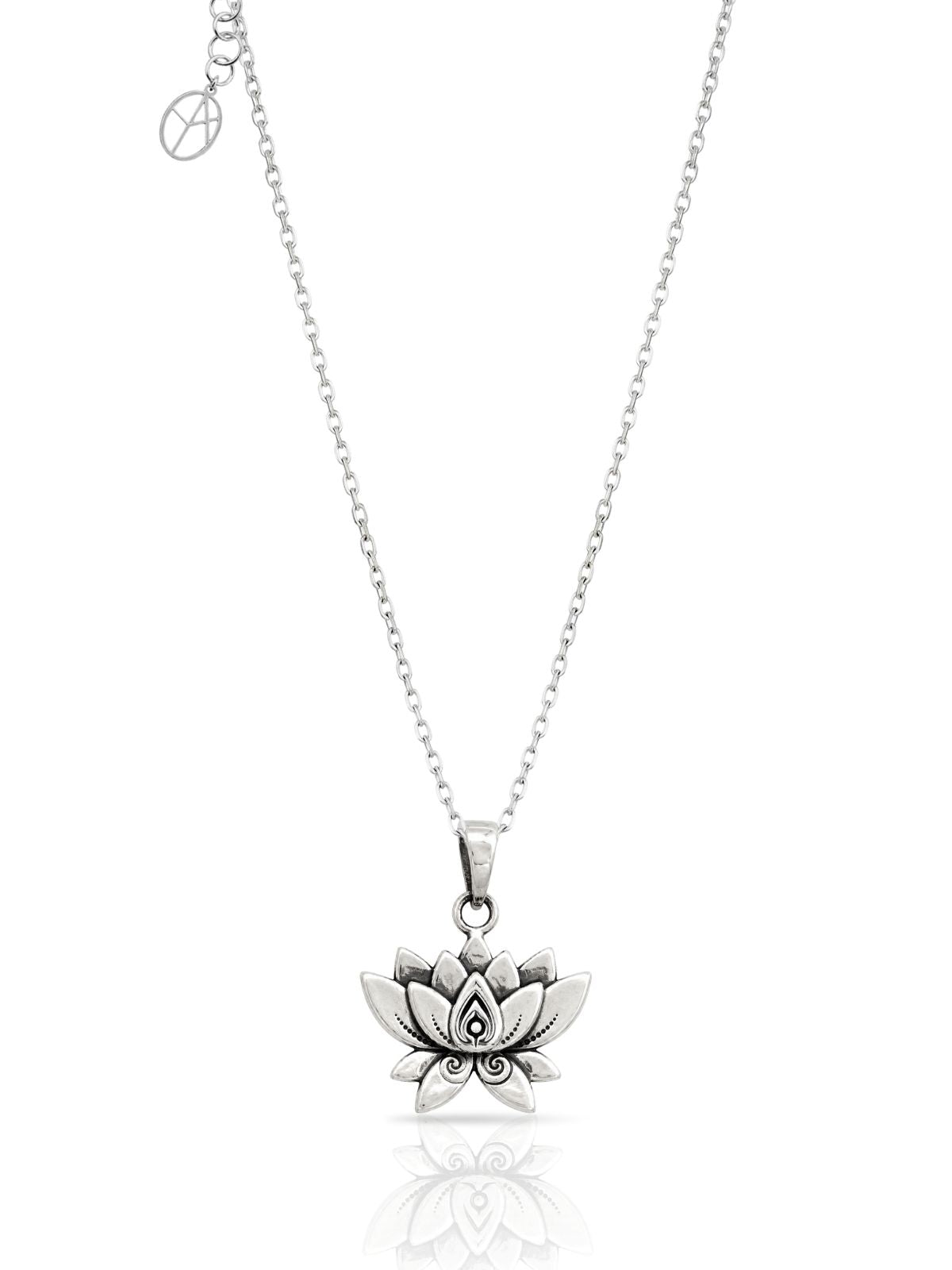 Oxidierte Lotusblumen-Halskette aus Silber aus 925er Sterlingsilber – Oya Silver