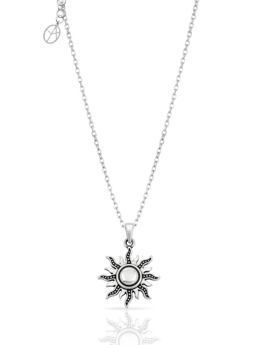 Oxidierte minimalistische Sonnen-Halskette aus Silber aus 925er Sterlingsilber – Oya Silver