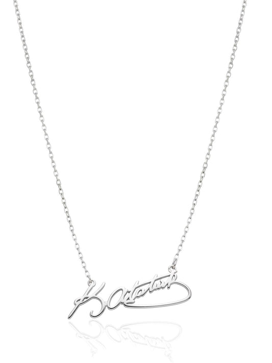 Silber-Halskette mit Kemal-Atatürk-Signatur aus 925er Sterlingsilber – Oya Silver