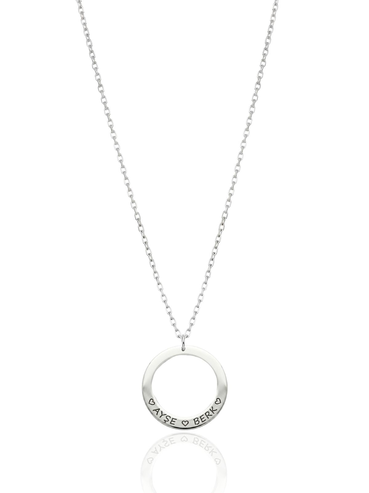 Personalisierbare Namenskette aus Silber mit Kreisanhänger aus 925er Sterlingsilber – Oya Silver