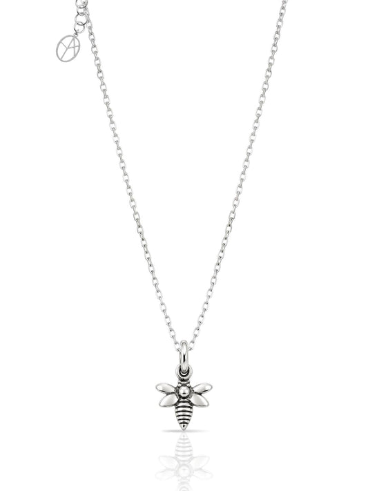Kleine Bienen-Halskette aus oxidiertem 925 Silber – Oya Silver